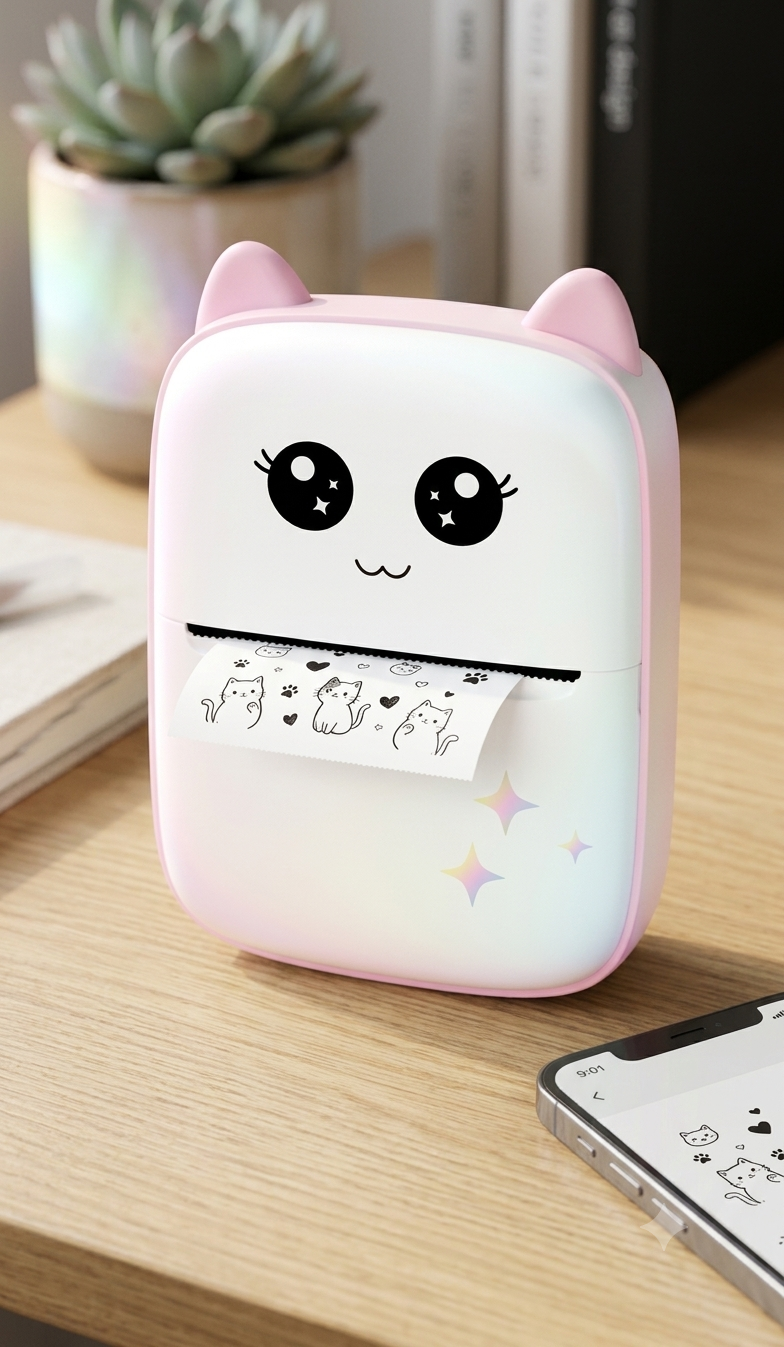 NEKOPrint™ Mini Thermal Printer – Inkless Bluetooth Printer for Stickers & Photos